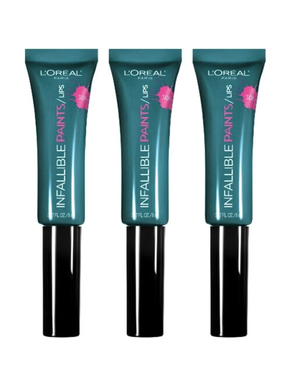 3-Pack NEW L'Oreal Infallible Lip Paints Gloss in 306 Domineering Teal (Sealed)